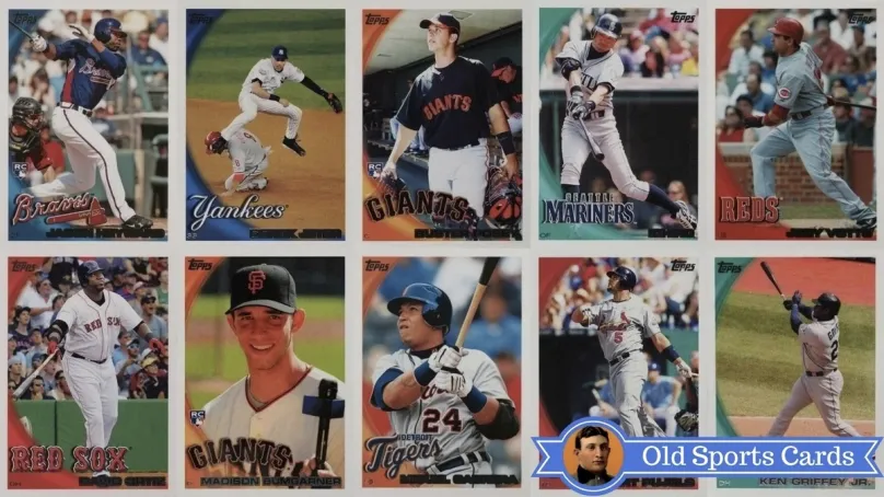 A collage of the most valuable cards from the 2010 Topps Baseball sports card set.